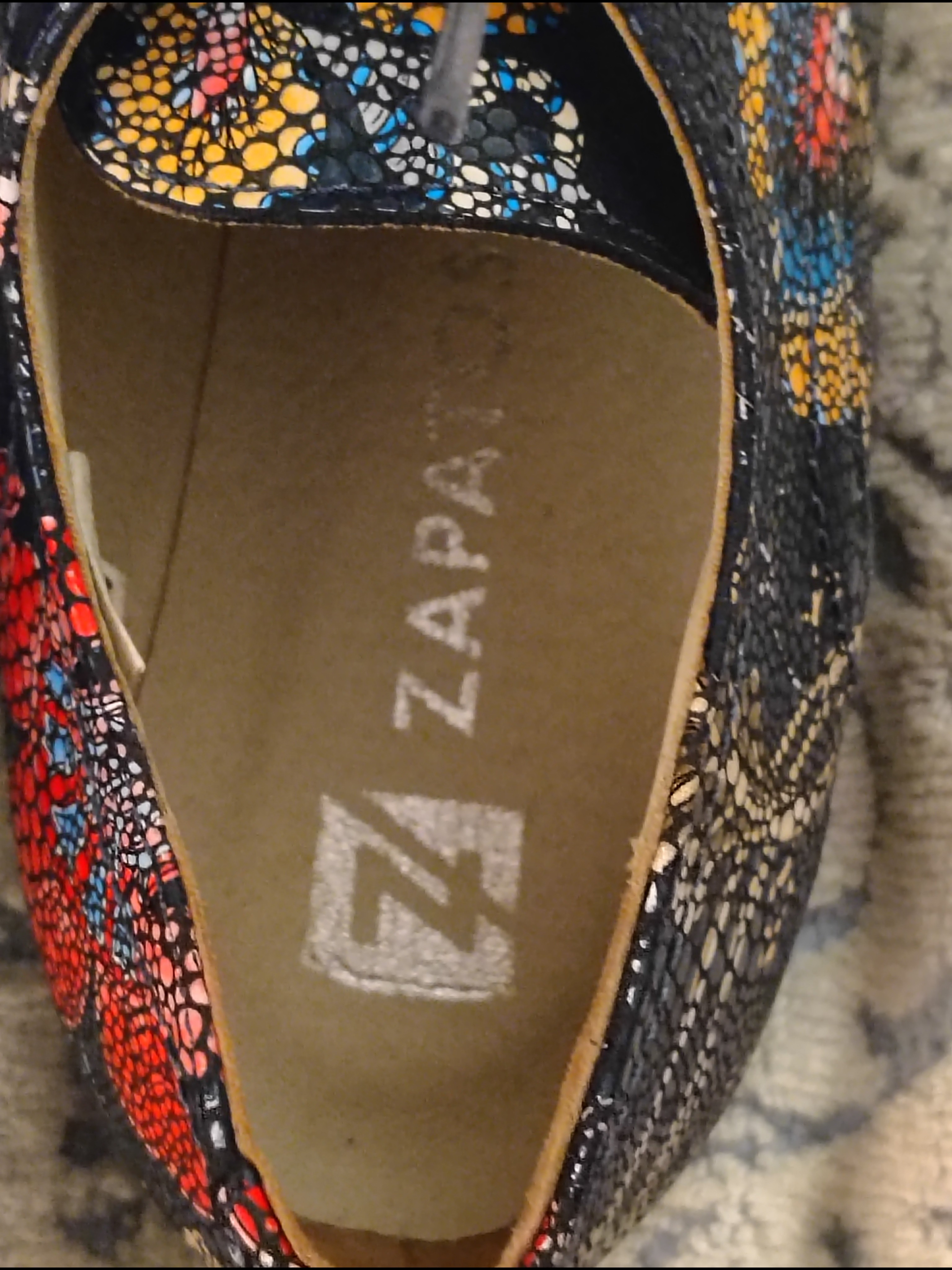 Floral Embossed Black Lace-Up Women’s Flats — image 6 of 8